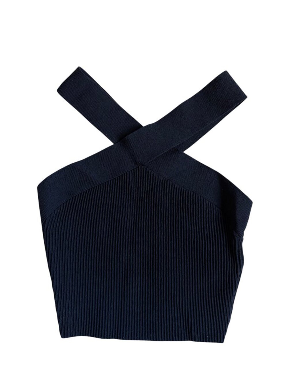 Babaton by Aritzia Sculpt Knit Criss Cross Cropped Tank (Navy) - XS
